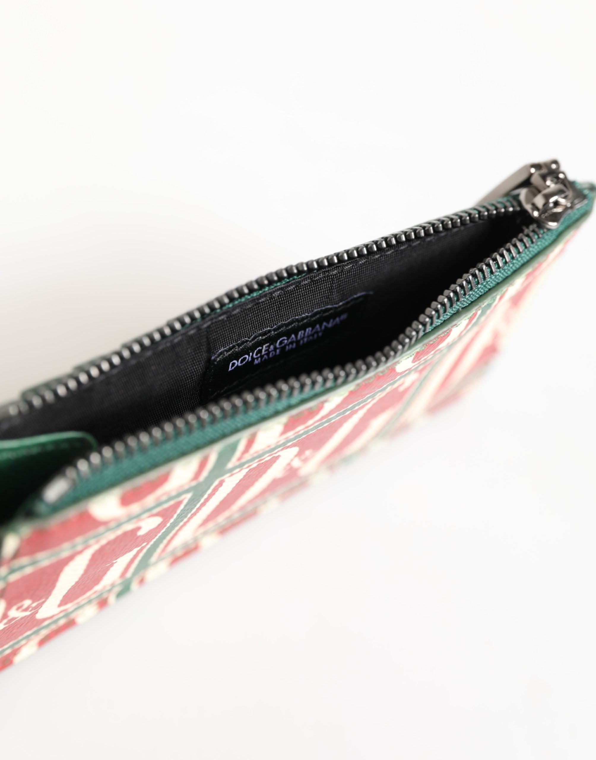 Dolce & Gabbana Green Calf Leather Card Holder - Luxe Elegance