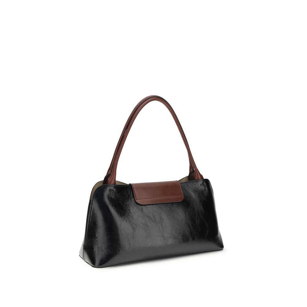 Indulge in the opulence of the Versace Black Calf Leather Bos Taurus Shoulder Bag, a timeless masterpiece from the SS26 collection, crafted for those who embody elegance and prestige.