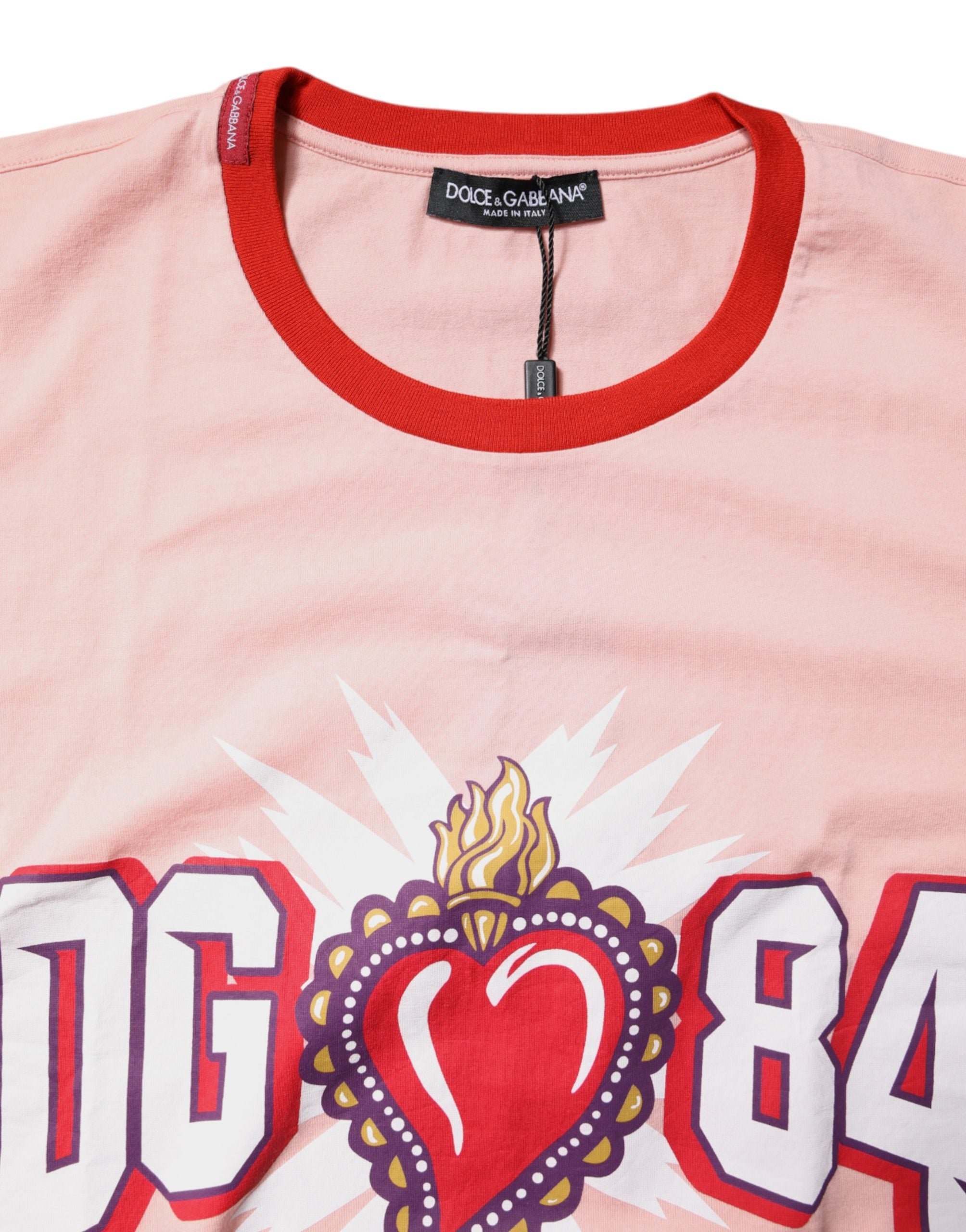 Dolce & Gabbana Pink DG 84 Sacred Heart Print Cotton T-shirt