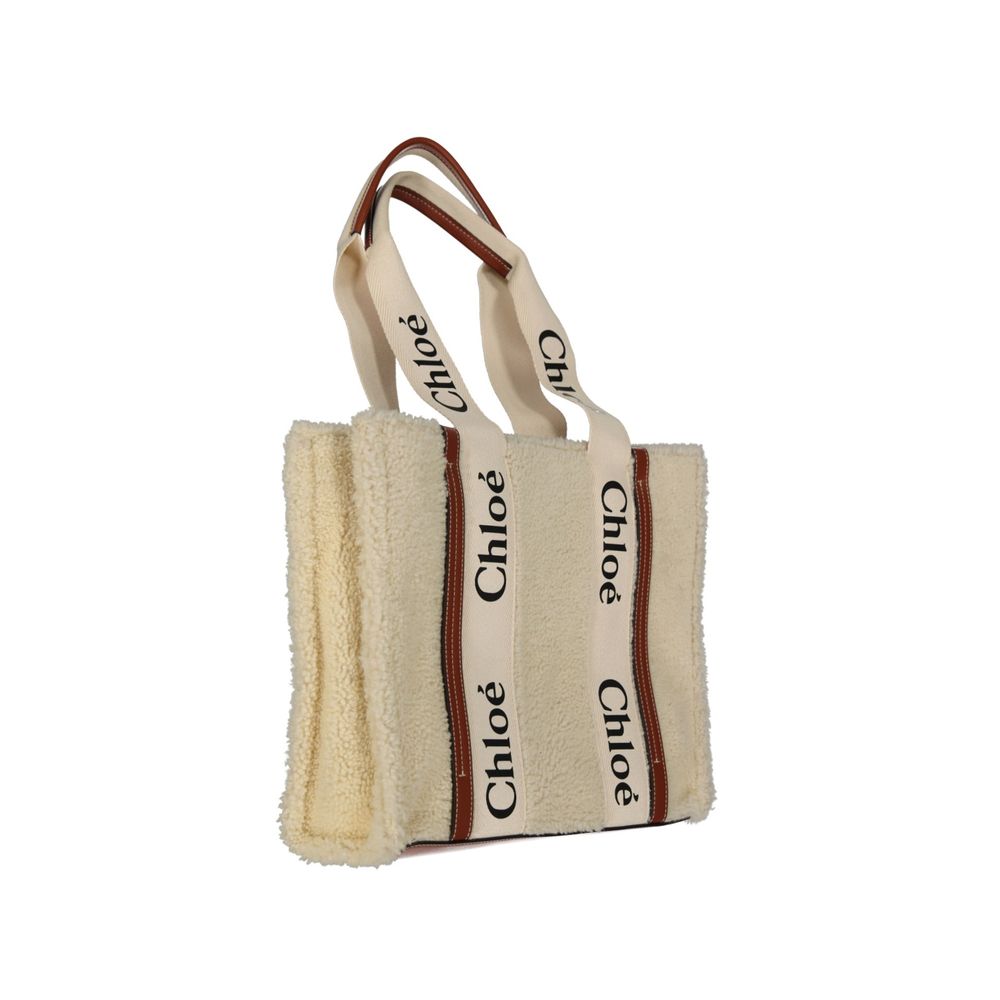 Chloé Beige Lamb Fur Tote Bag
