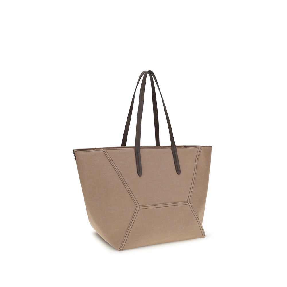 Brunello Cucinelli Beige Cotton Shoulder Bag - Artisanal Luxury