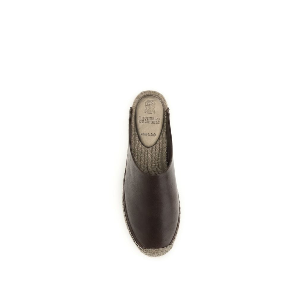 Brunello Cucinelli Brown Calf Leather Mules - Artisanal Elegance