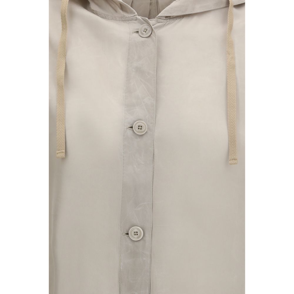 Indulge in the Our Legacy Gray Copper Shell Jacket, a masterpiece of 100% Cupro, blending contemporary elegance with luxurious craftsmanship for the discerning individual.