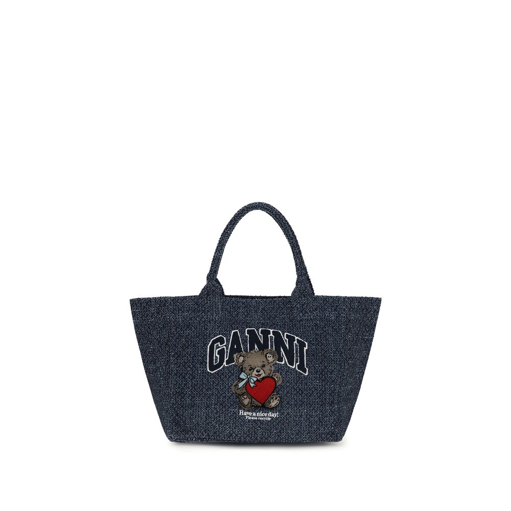 Ganni Blue Cotton Shoulder Bag - Effortless Luxury Accessory