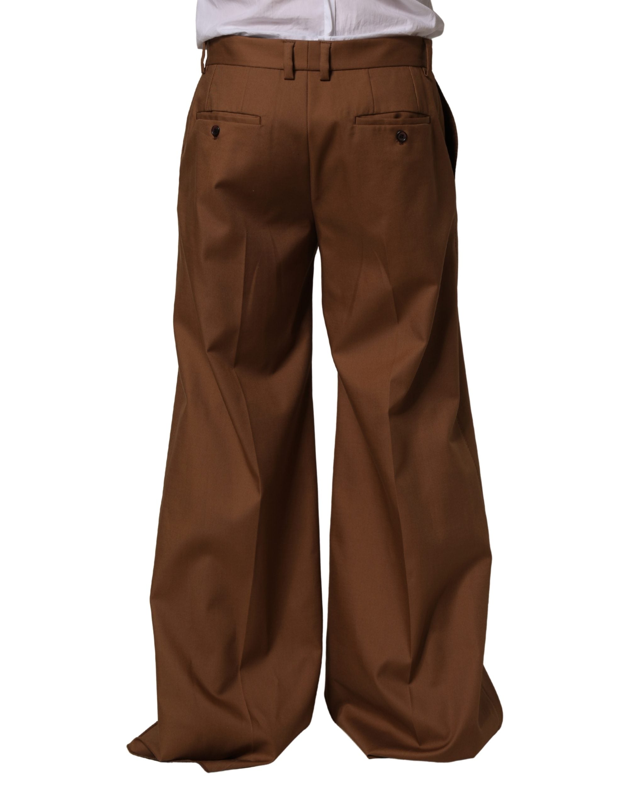 Dolce & Gabbana Brown Cotton Straight Men Dress Trouser Pants