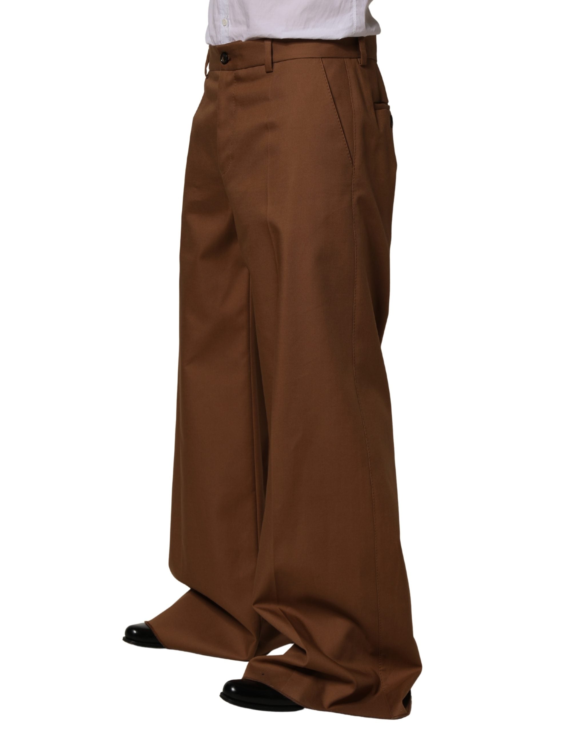 Dolce & Gabbana Brown Cotton Straight Men Dress Trouser Pants
