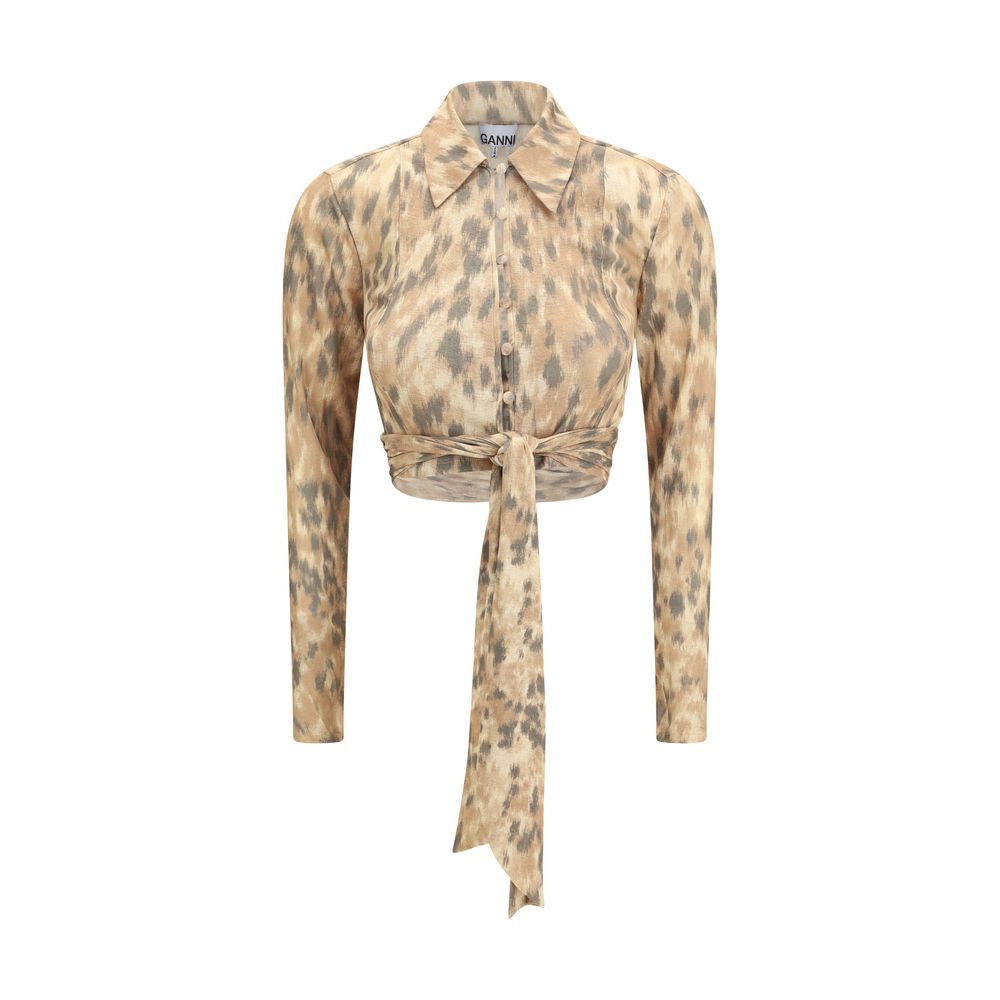 Ganni Beige Recycled Polyester Blouse - Effortless Elegance