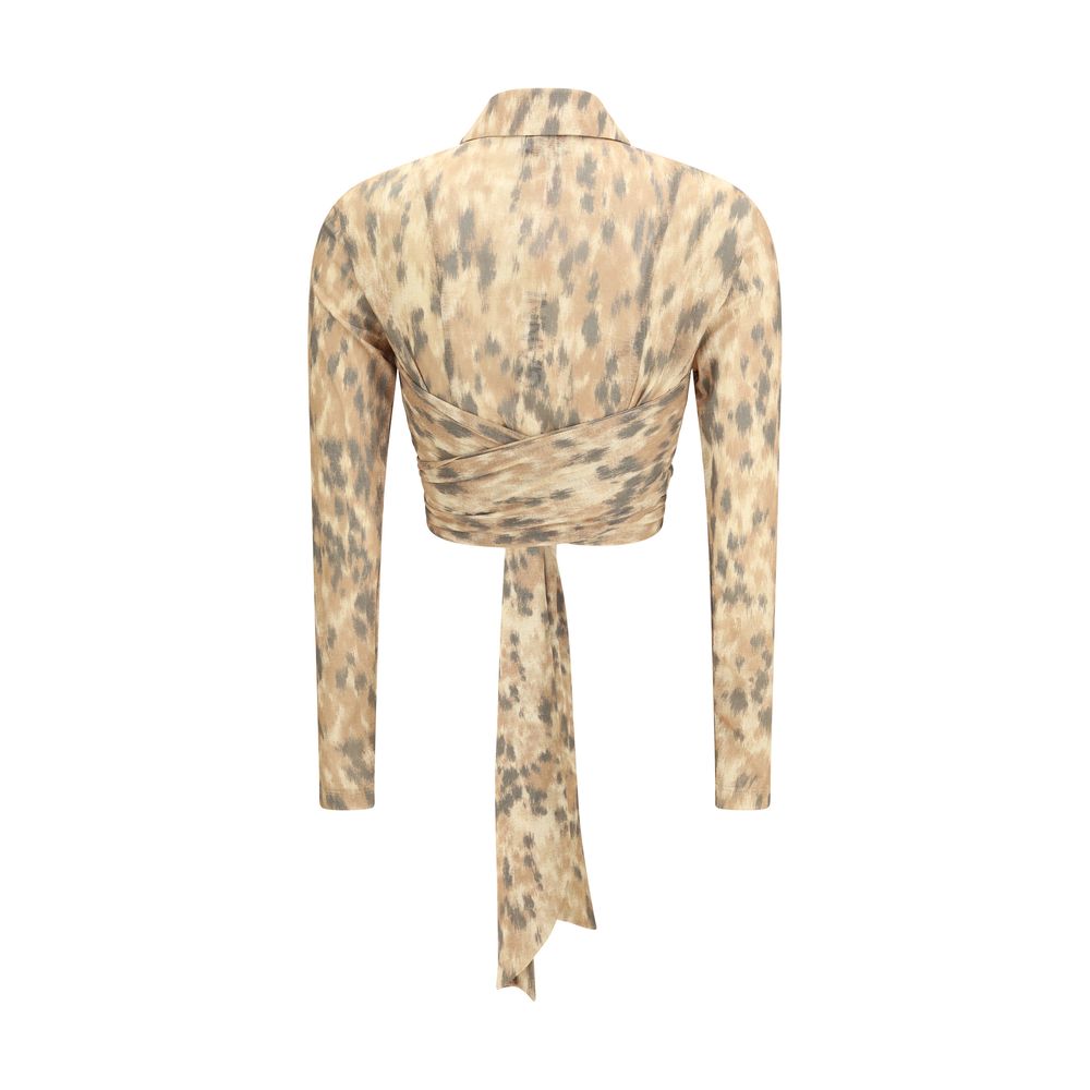 Ganni Beige Recycled Polyester Blouse - Effortless Elegance
