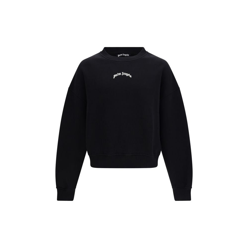 Indulge in the Palm Angels Black Cotton Sweatshirt, a masterpiece of luxurious streetwear crafted from premium cotton and elastane, embodying effortless elegance and style.