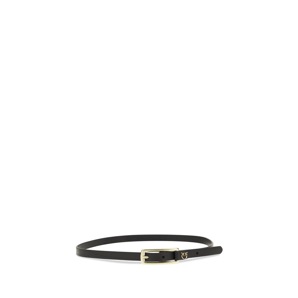 Elevate your style with the PINKO Black Calf Leather Bos Taurus Thin Belt, a luxurious accessory crafted from premium materials, embodying sophistication and timeless elegance.