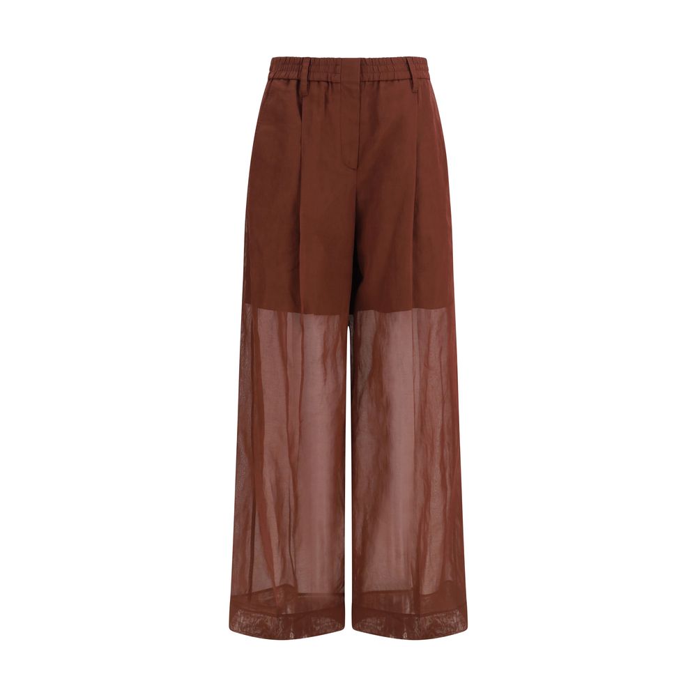 Brunello Cucinelli Brown Cotton Dress Pants - Artisanal Elegance