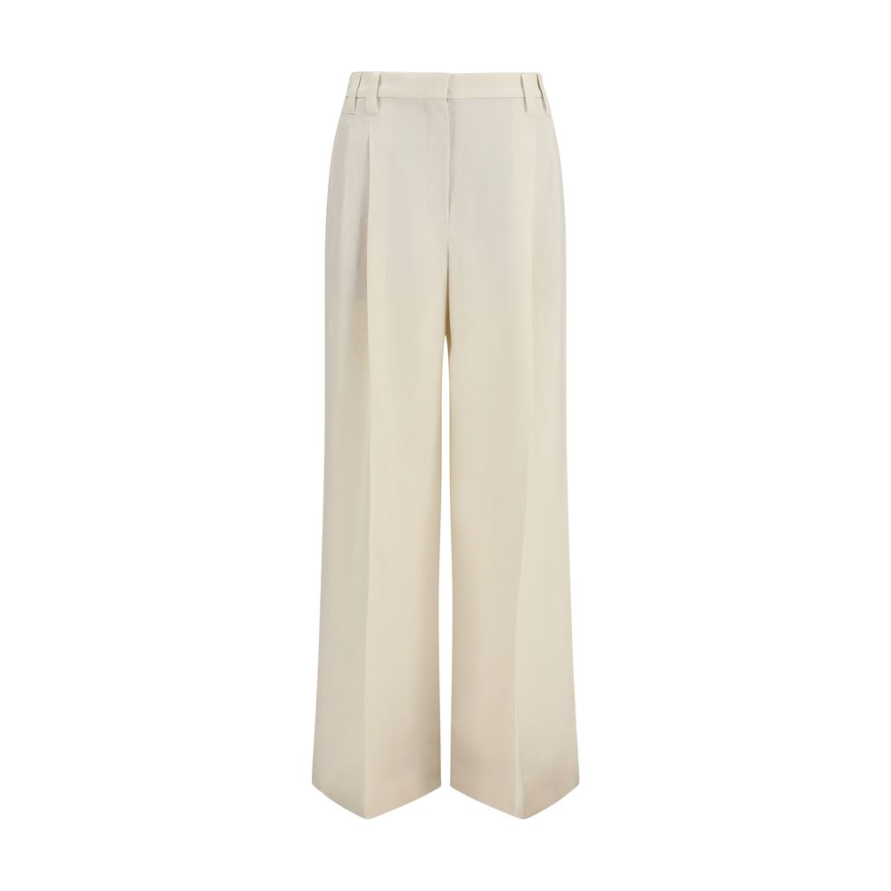 Brunello Cucinelli Beige Viscose Casual Pants - Designer Elegance