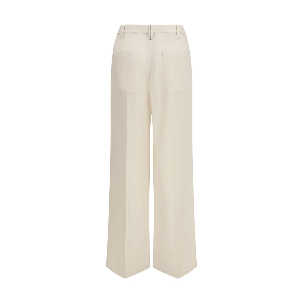 Brunello Cucinelli Beige Viscose Casual Pants - Designer Elegance