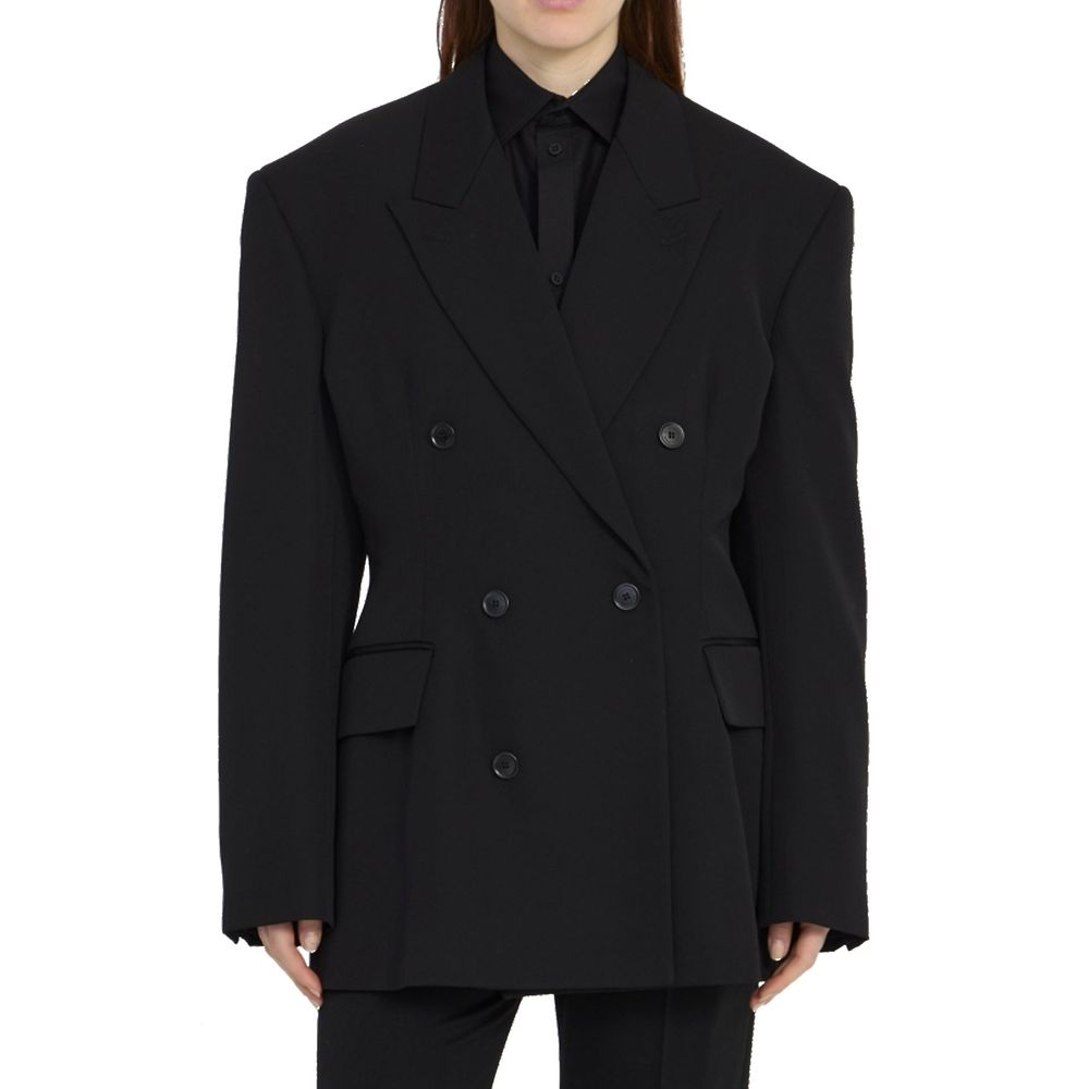 Balenciaga Black Wool Coat - Designer Couture Elegance