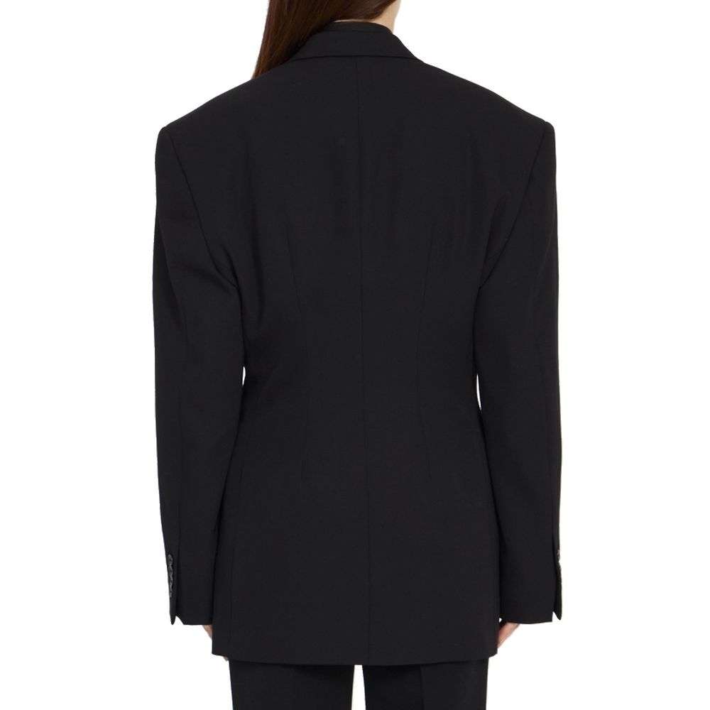Balenciaga Black Wool Coat - Designer Couture Elegance
