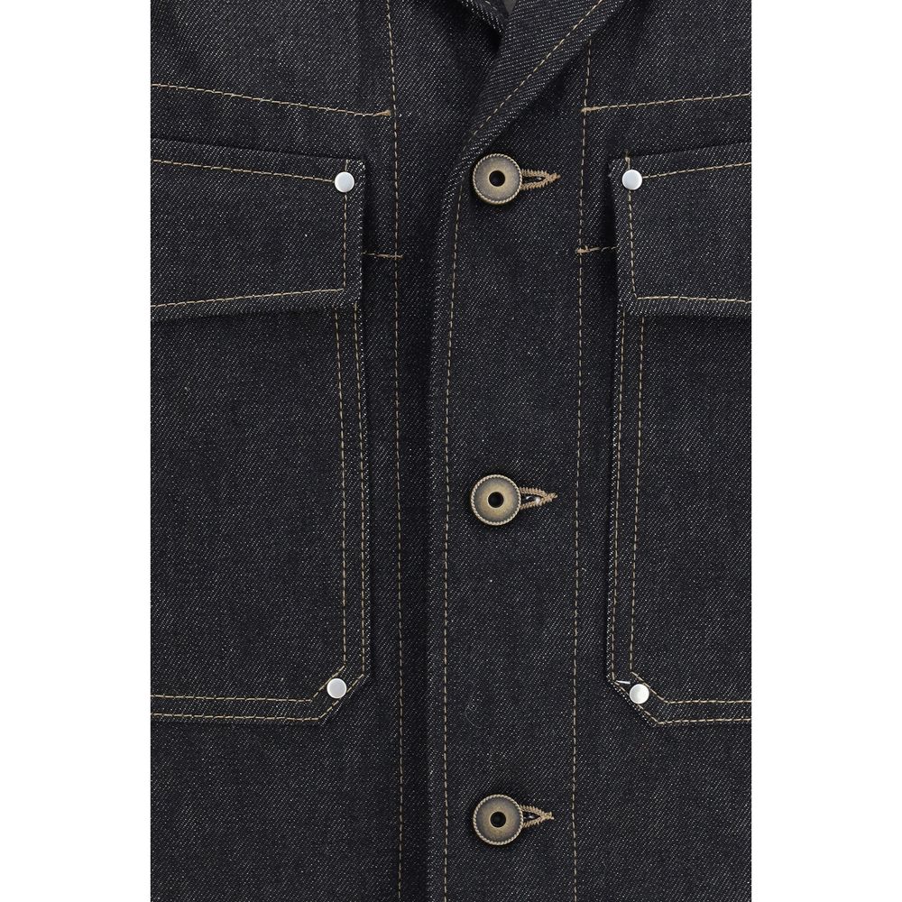 Elevate your style with the Lemaire Black Cotton Denim Jacket, crafted from sumptuous heavy slate denim, embodying modern sophistication and artisanal luxury.
