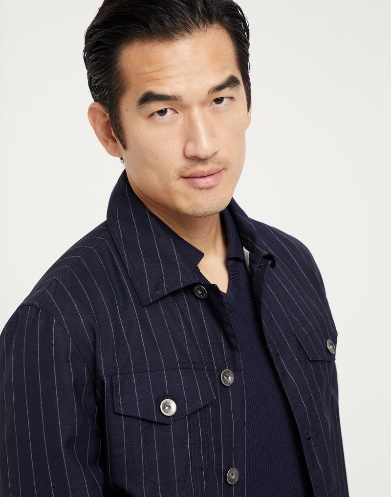 Brunello Cucinelli Navy Blue Wool Coat