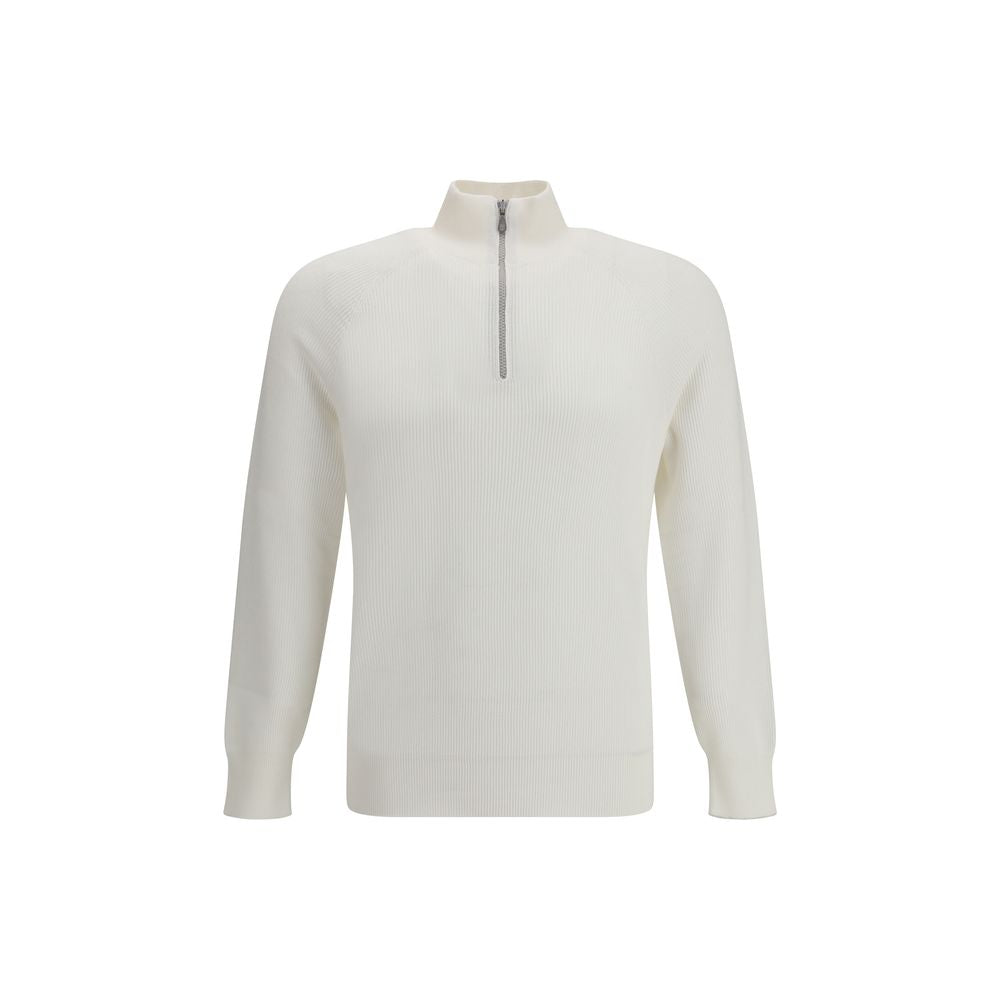 Indulge in the Brunello Cucinelli White Cotton Sweatshirt, where exquisite craftsmanship meets effortless elegance, perfect for those who embody luxury and sophistication.
