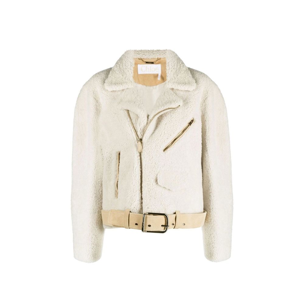 Chloé Beige Polyester Biker Jacket - Luxe Designer Couture