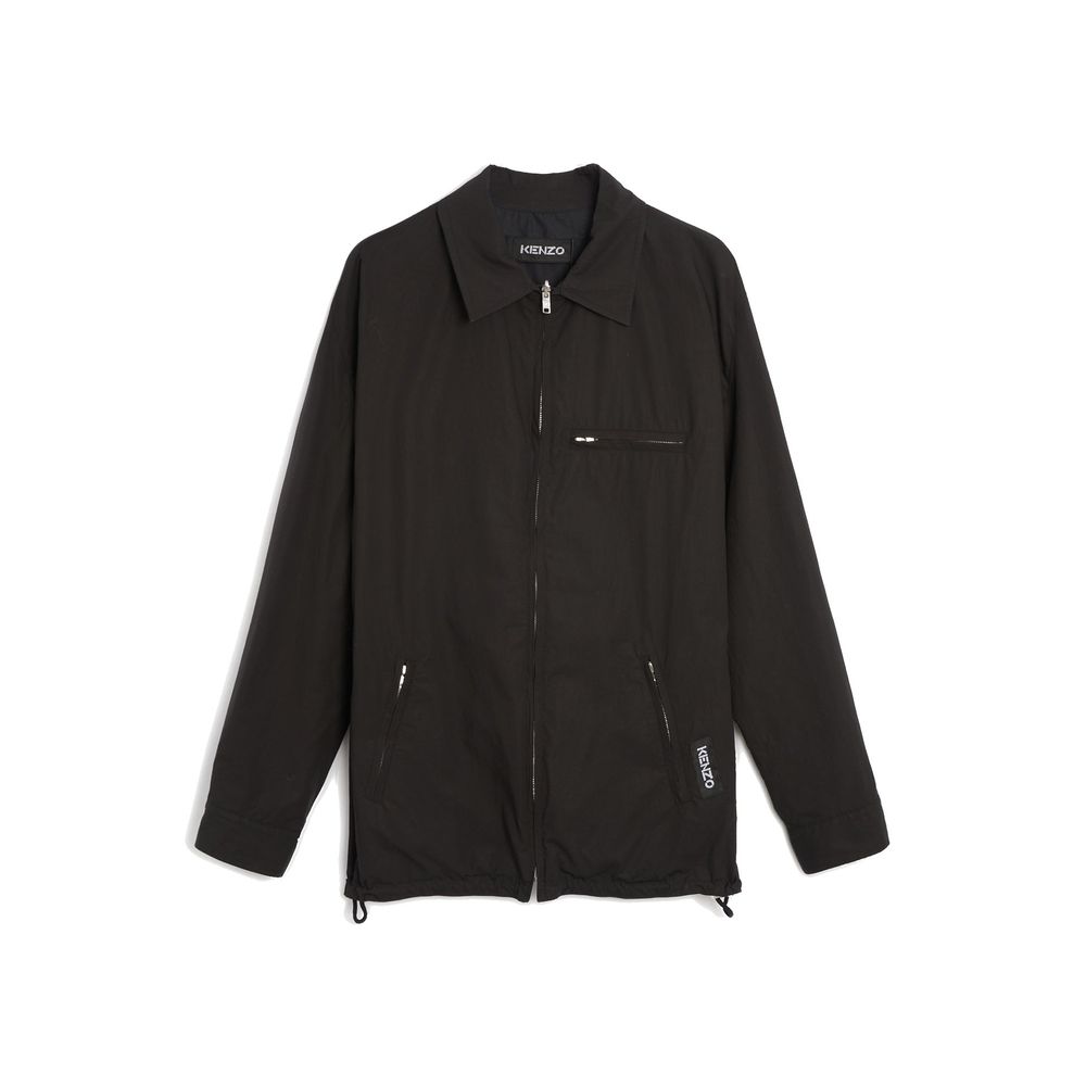Elevate your wardrobe with the Kenzo Black Cotton Shell Jacket, a fusion of exquisite craftsmanship and timeless elegance, perfect for the discerning individual.