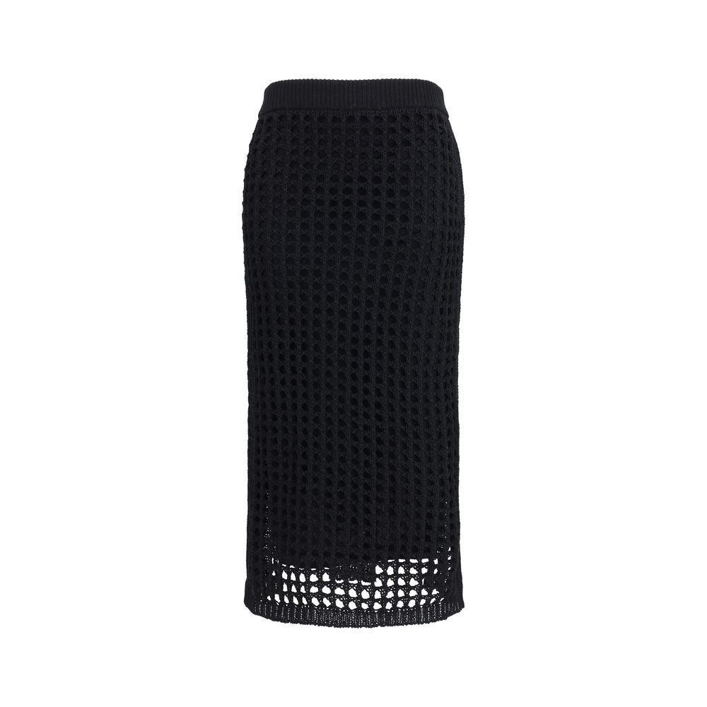 Max Mara Pure Black Cotton Long Skirt