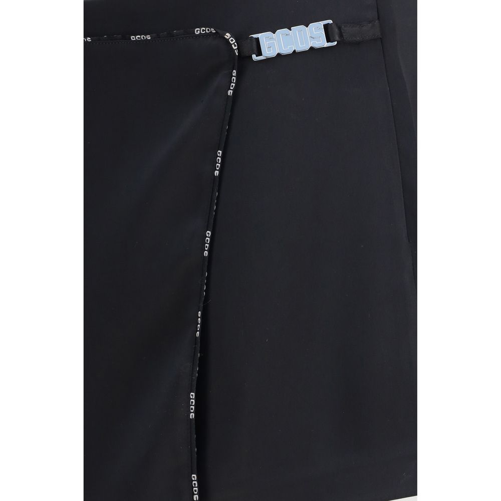 GCDS Black Polyester Mini Shorts - Designer Couture Elegance