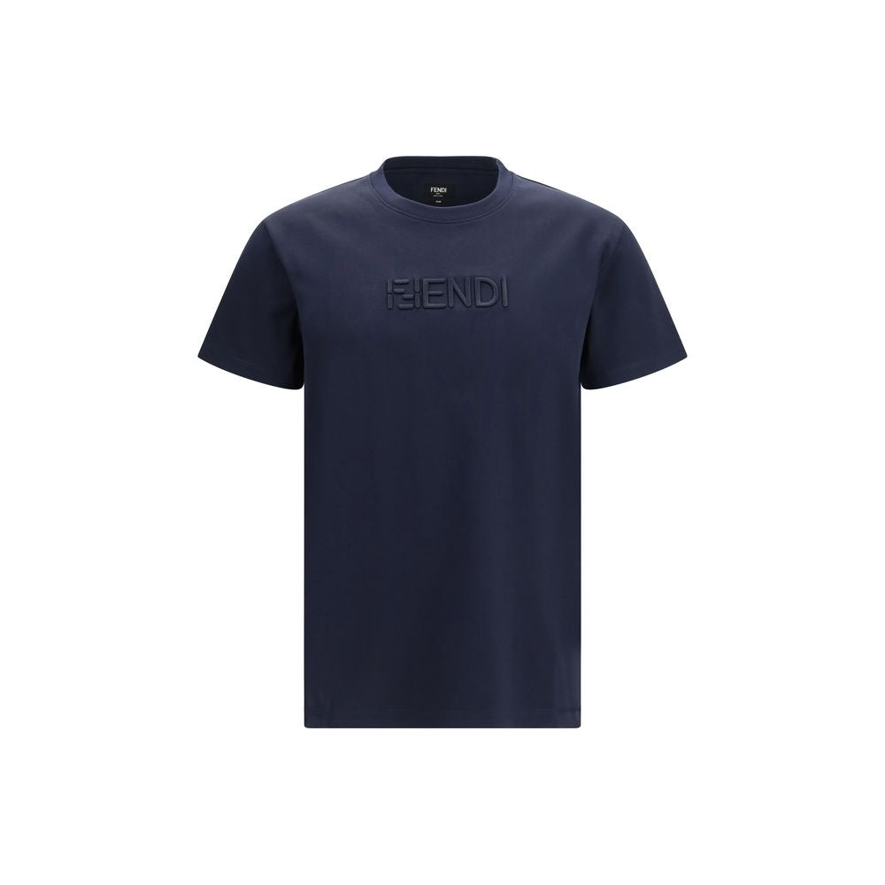 Elevate your wardrobe with the Fendi Blue Cotton T-Shirt, a masterpiece of Italian craftsmanship in 100% cotton, blending timeless elegance with modern sophistication.
