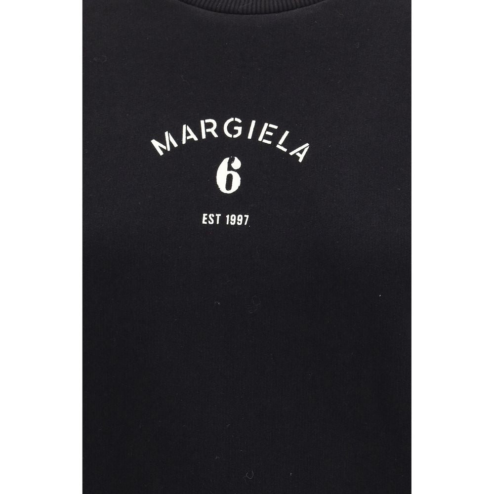 Experience the exquisite MM6 Black Cotton Sweatshirt, crafted from 100% high-quality cotton, embodying contemporary elegance for the discerning fashion aficionado.