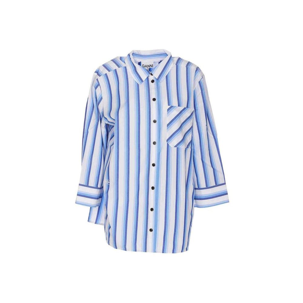 Ganni Blue Cotton Pattern Shirt - Effortless Luxury Style