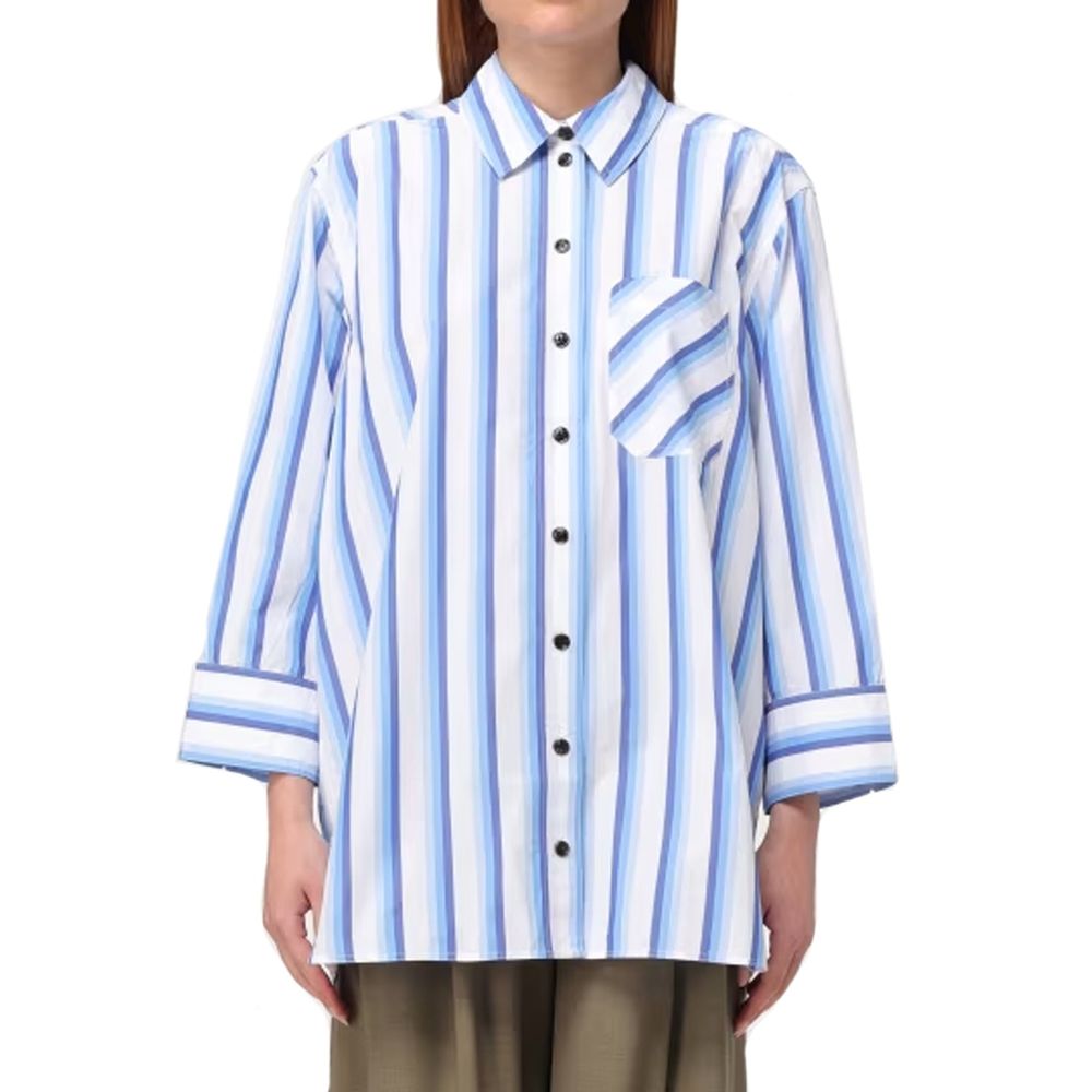 Ganni Blue Cotton Pattern Shirt - Effortless Luxury Style