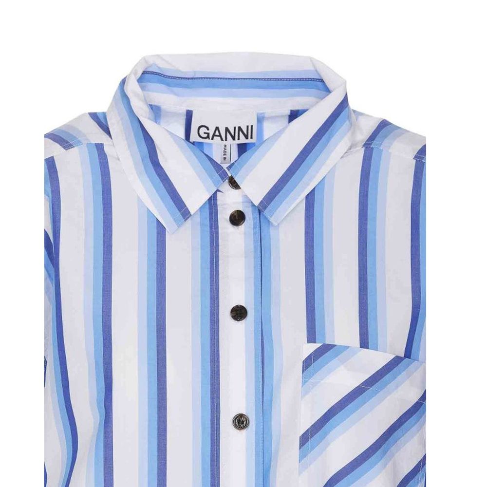 Ganni Blue Cotton Pattern Shirt - Effortless Luxury Style