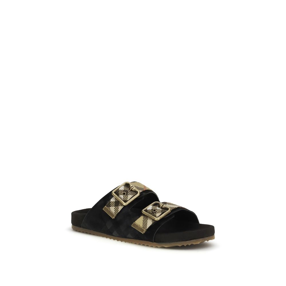 Burberry Black Calf Leather Strap-On Sandals - Couture Elegance