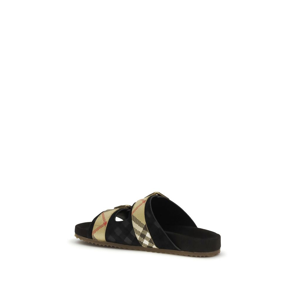 Burberry Black Calf Leather Strap-On Sandals - Couture Elegance