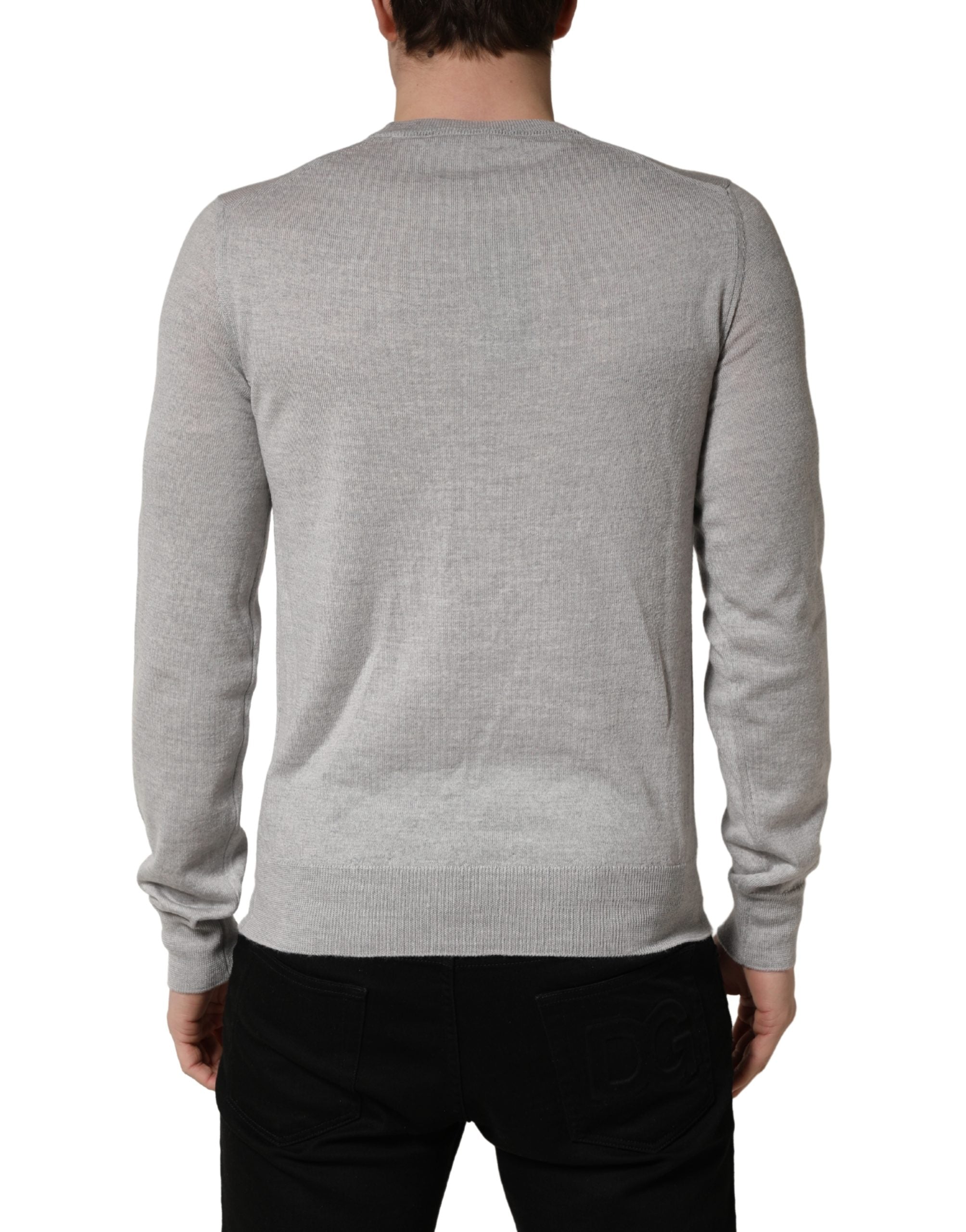 Dolce & Gabbana Gray Crew Neck Pullover Sweater, Artisanal Luxury