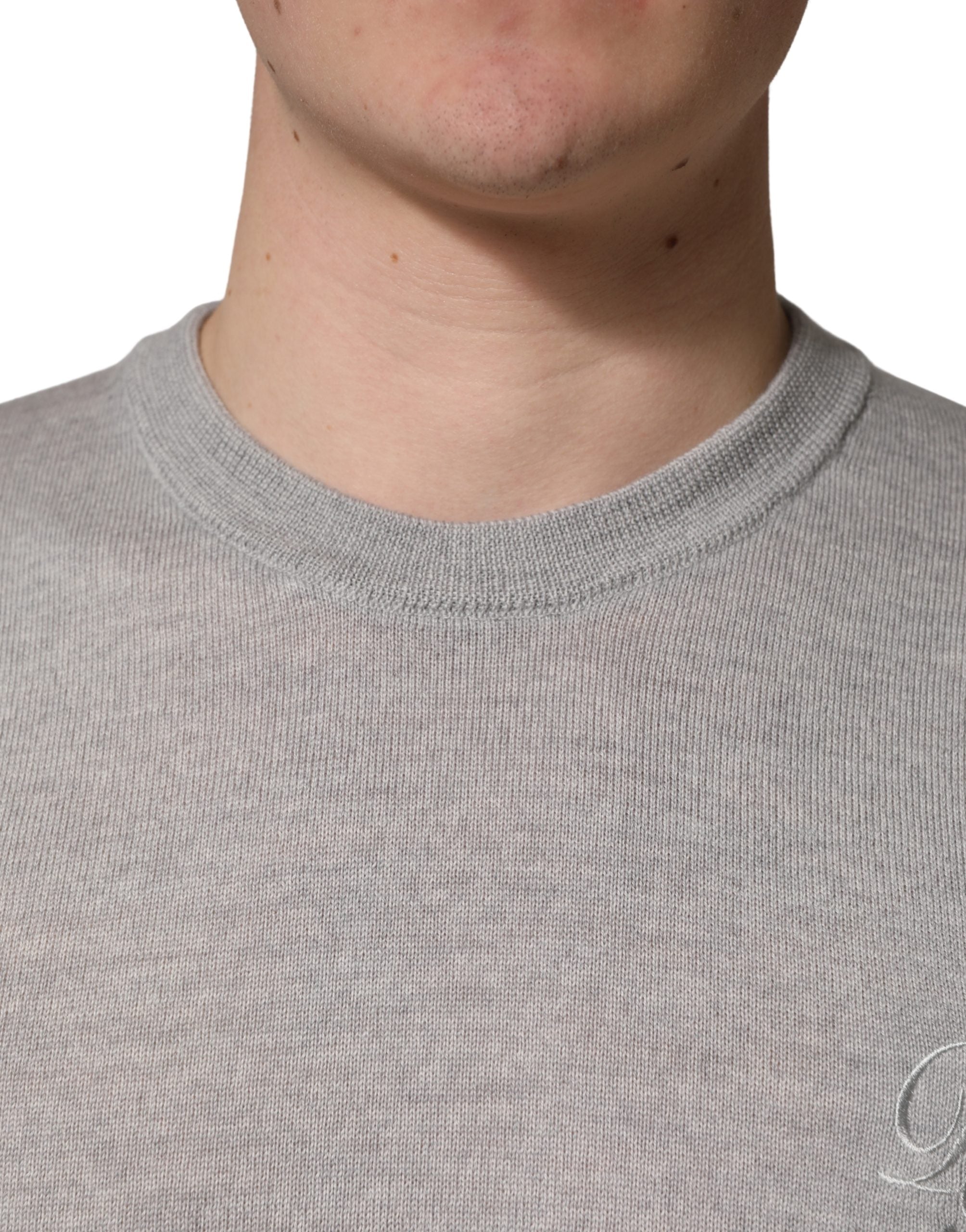 Dolce & Gabbana Gray Crew Neck Pullover Sweater, Artisanal Luxury