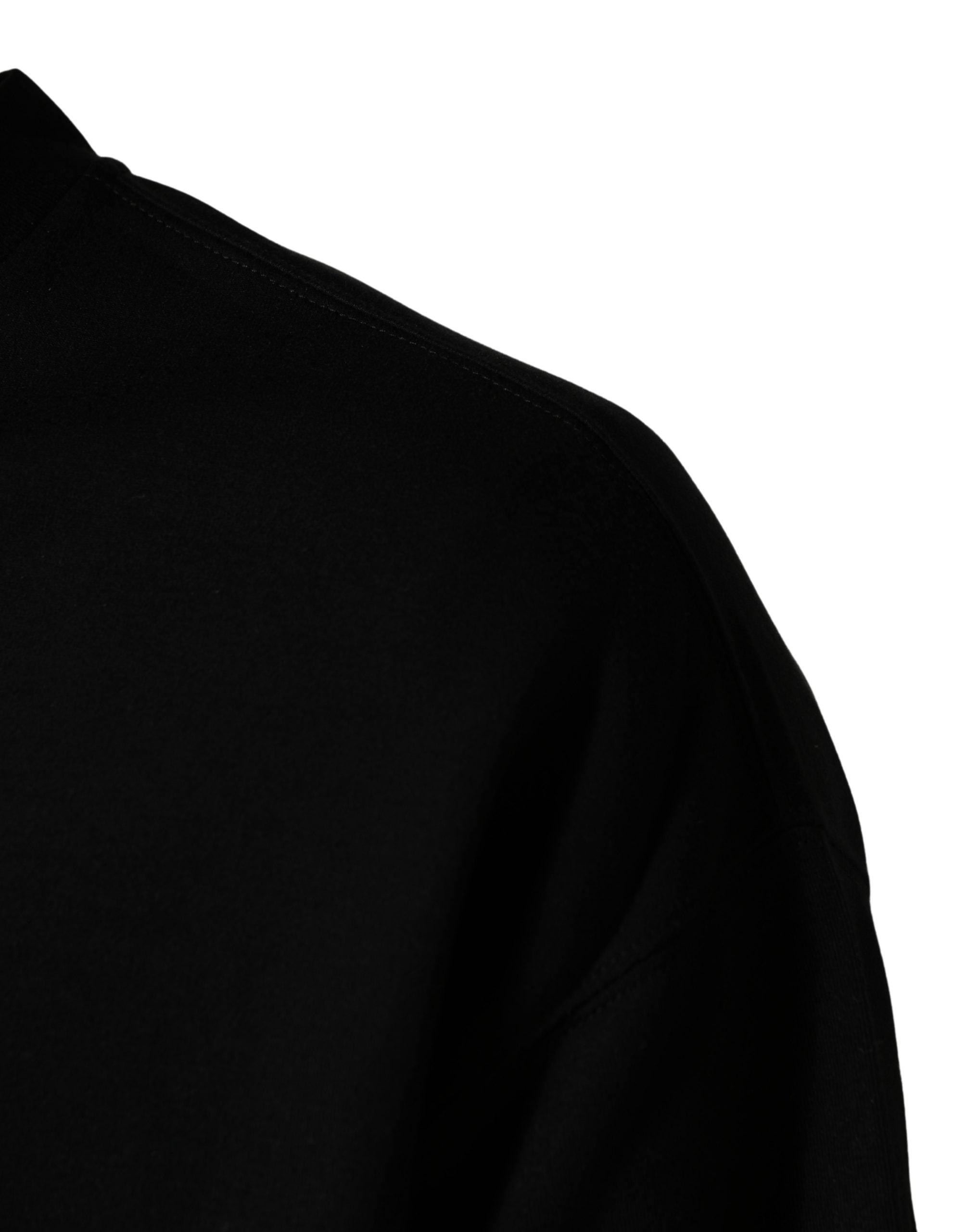 Dolce & Gabbana Black Cotton DG CrewNeck Pullover - Artisanal Luxury