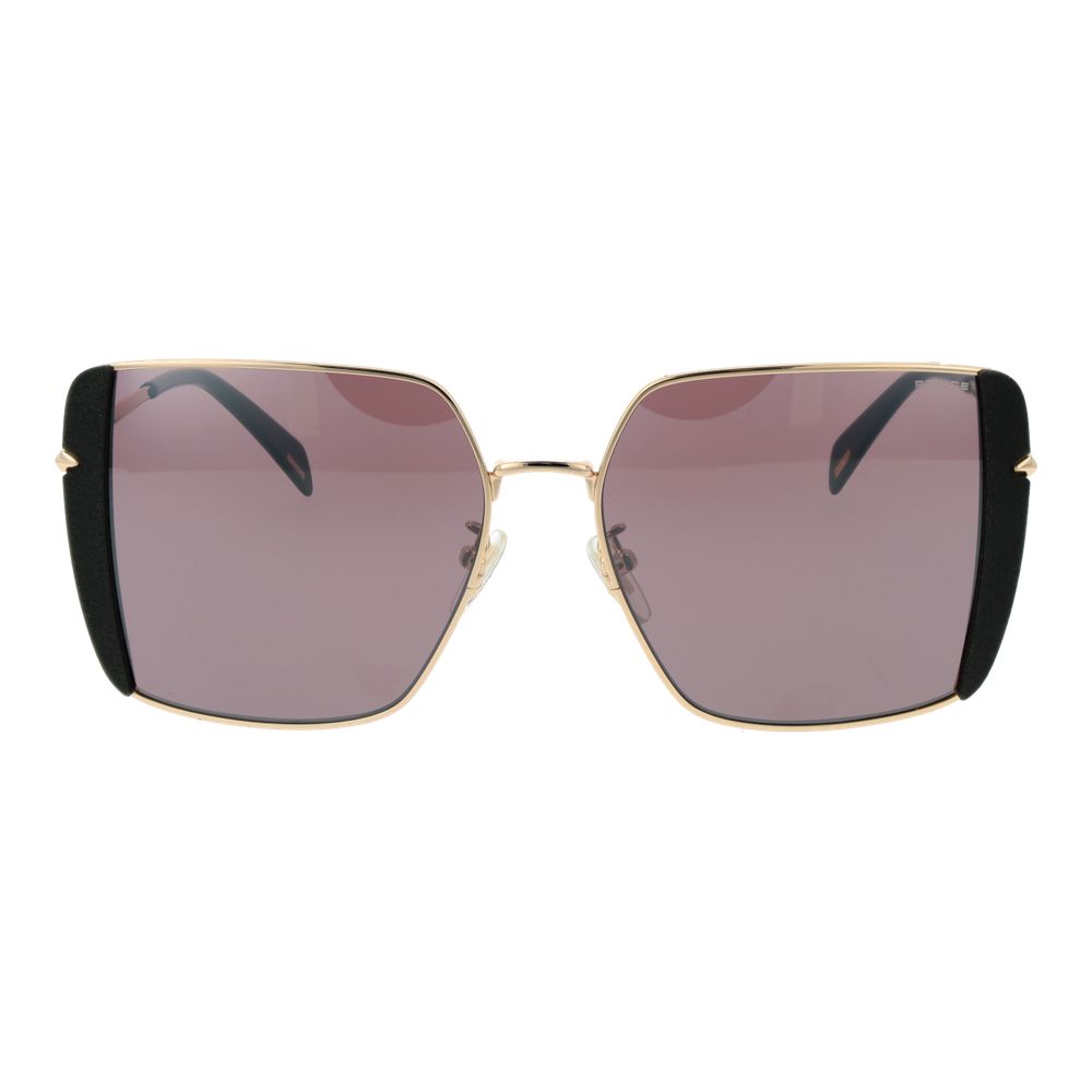 Elevate your style with Police Gold Metal Sunglasses, where luxurious gold frames meet rose mirrored lenses, embodying sophistication for the discerning individual.
