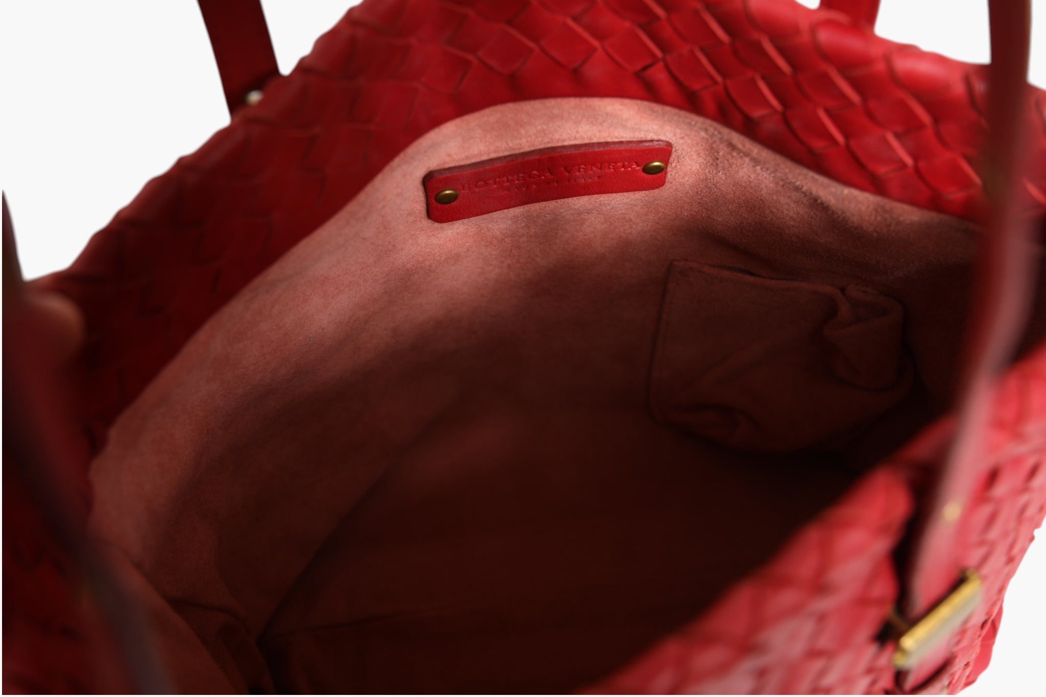 Bottega Veneta Red Intrecciato Leather Tote Bag - Artisanal Luxury