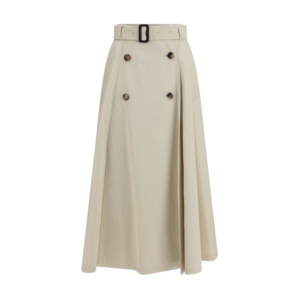 Burberry Beige Cotton Midi Skirt - Artisanal Luxury Fashion
