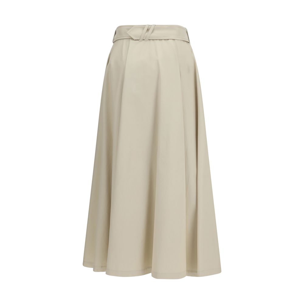 Burberry Beige Cotton Midi Skirt - Artisanal Luxury Fashion