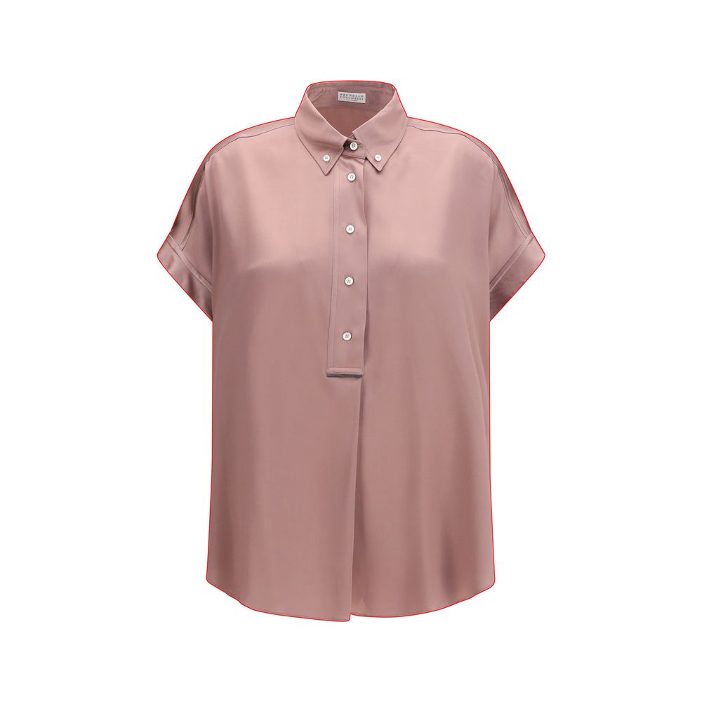 Brunello Cucinelli Silk Shortsleeve Shirt - Designer Elegance