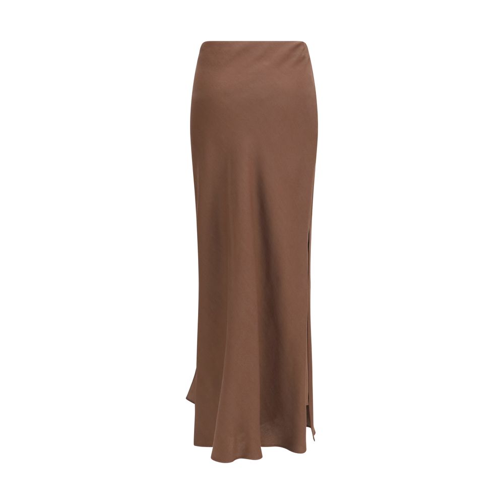 Brunello Cucinelli Brown Viscose Long Skirt - Artisanal Elegance