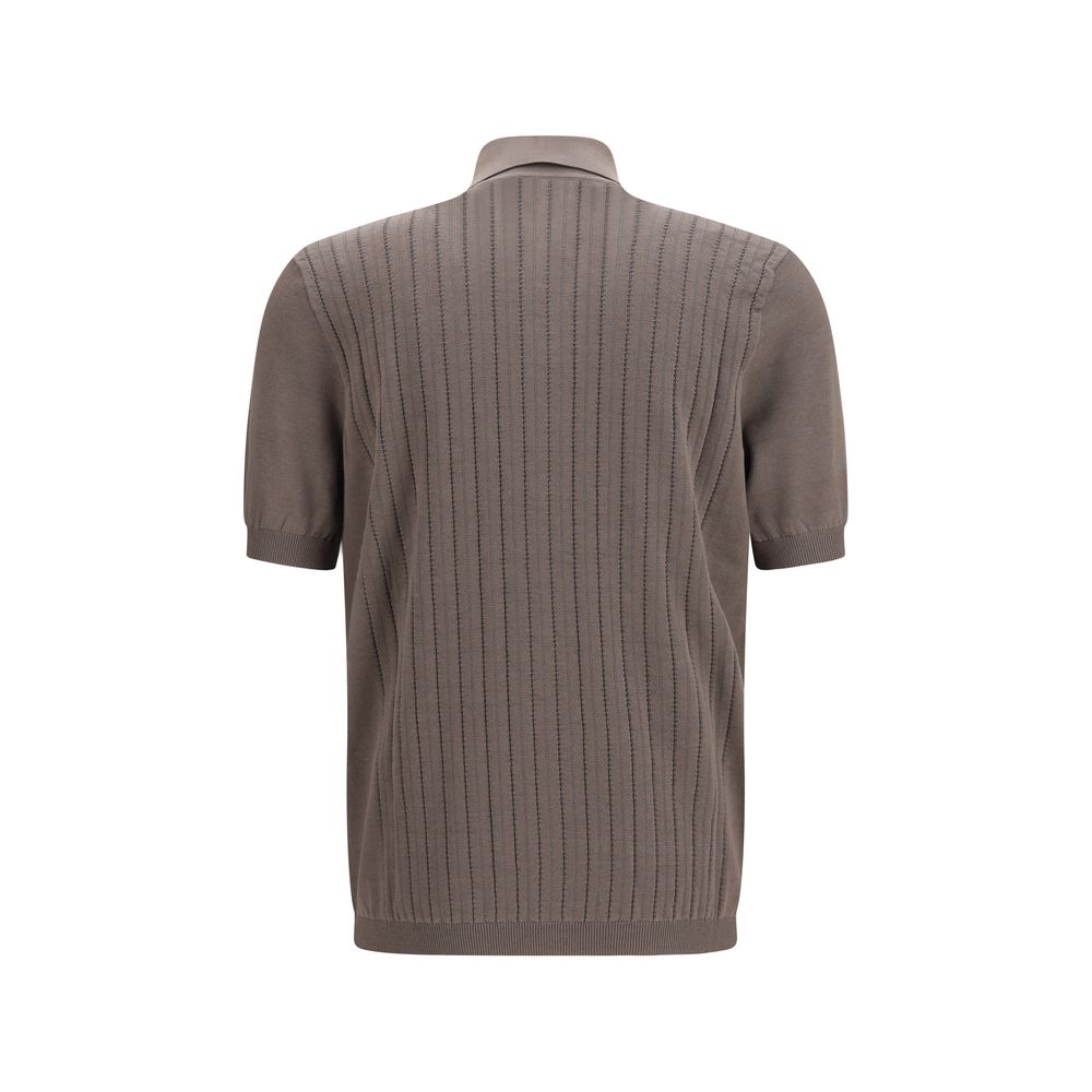 Brunello Cucinelli Brown Cotton Shortsleeve Shirt, Artisanal Elegance
