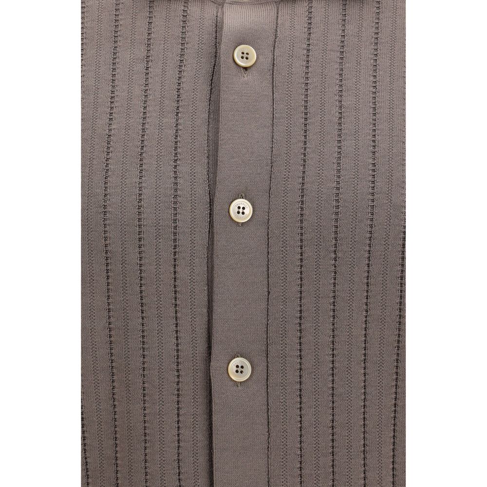 Brunello Cucinelli Brown Cotton Shortsleeve Shirt, Artisanal Elegance