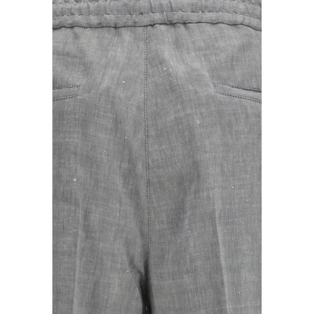 Brunello Cucinelli Gray Linen Casual Pants – Artisanal Luxury