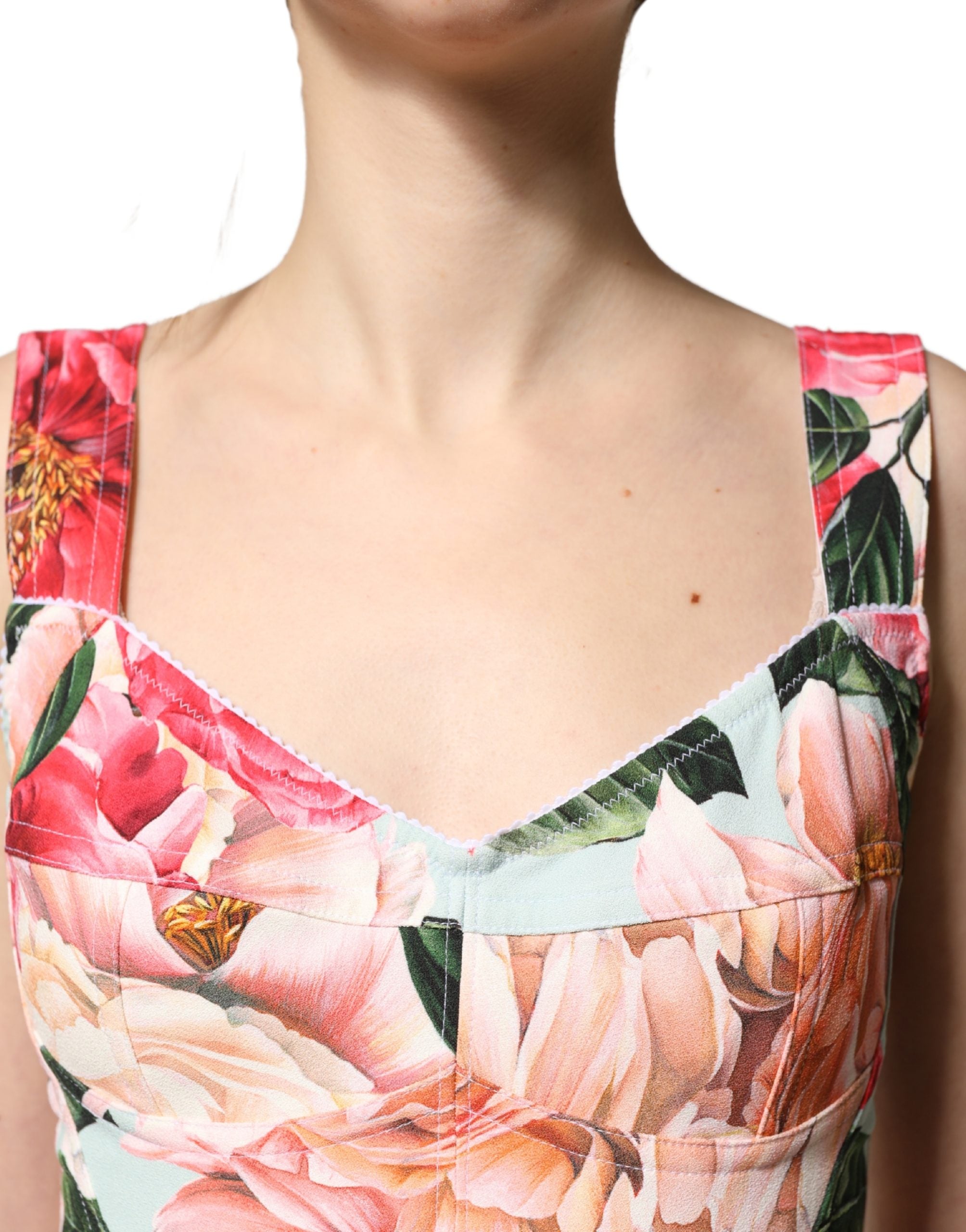 Dolce & Gabbana Floral Print Viscose Sheath Dress Couture