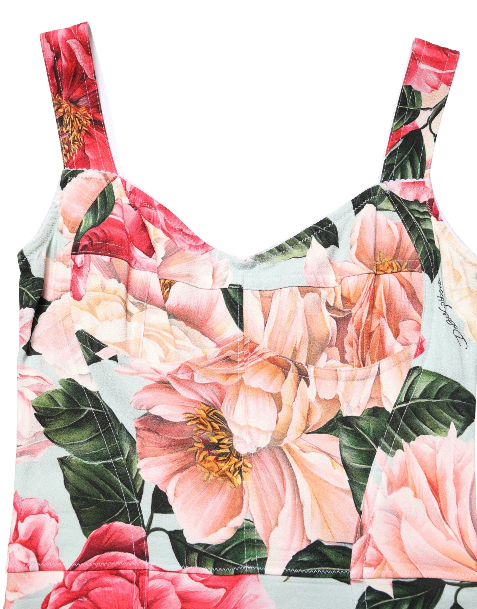 Dolce & Gabbana Floral Print Viscose Sheath Dress Couture