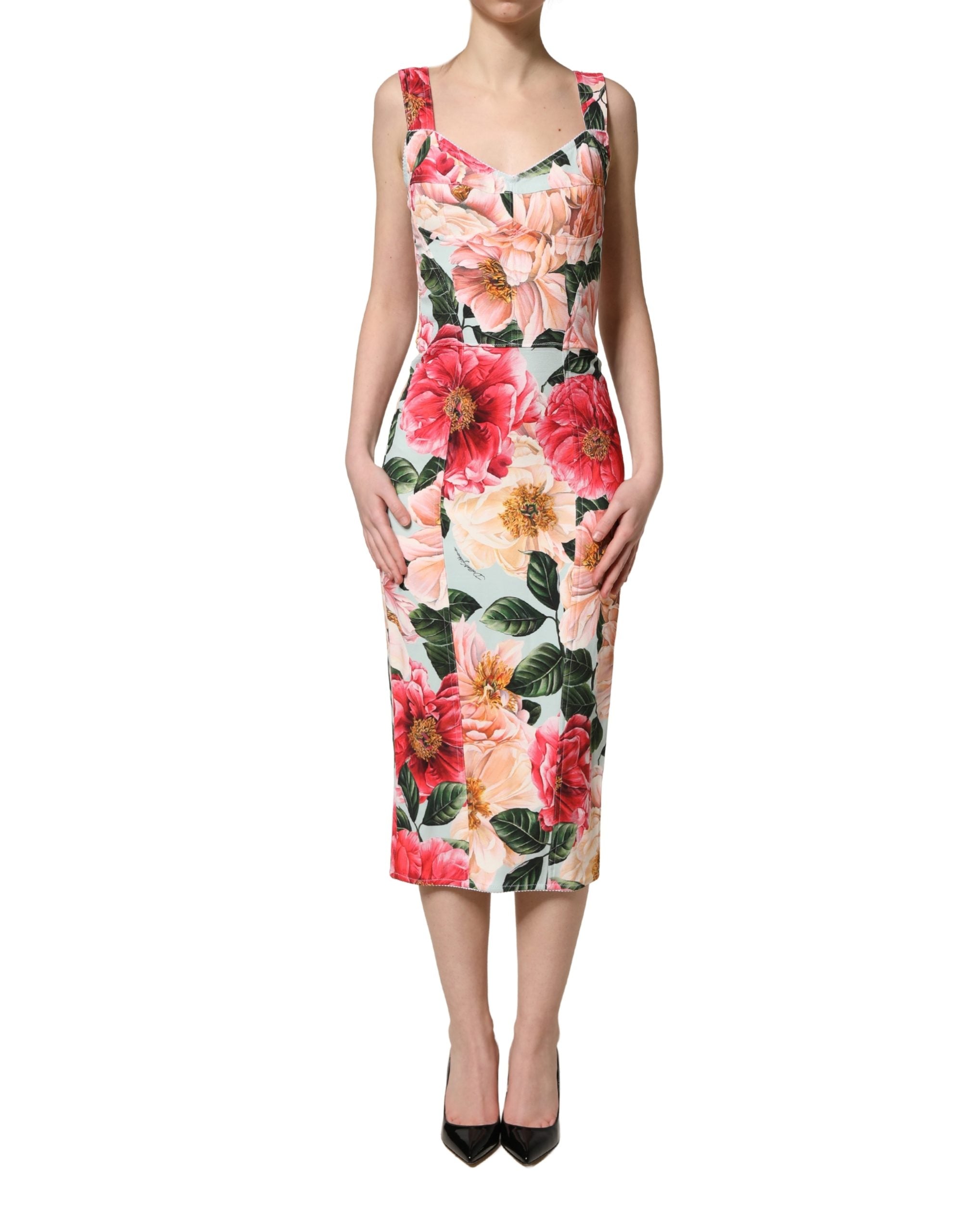 Dolce & Gabbana Floral Print Sheath Dress Couture Elegance