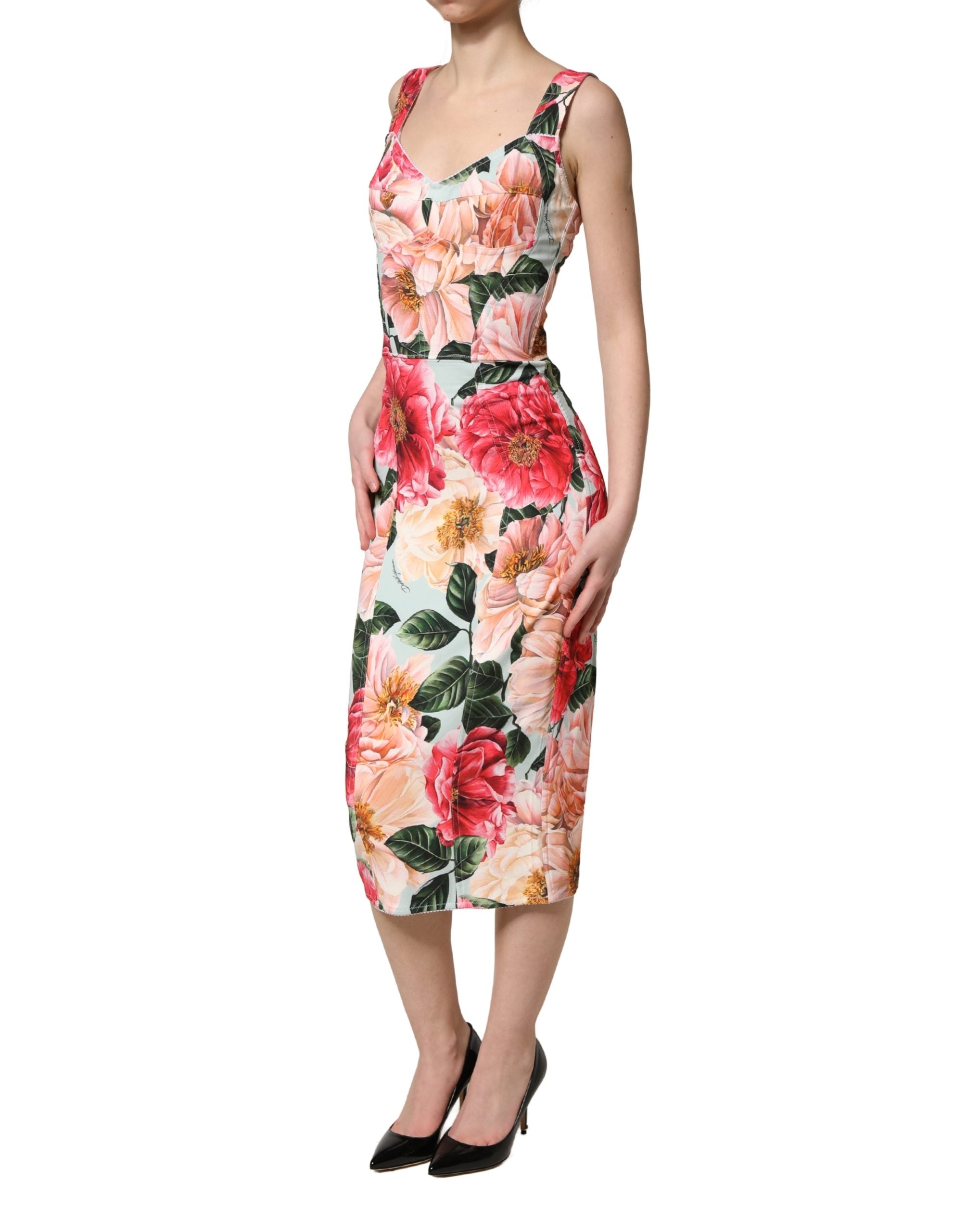 Dolce & Gabbana Floral Print Sheath Dress Couture Elegance