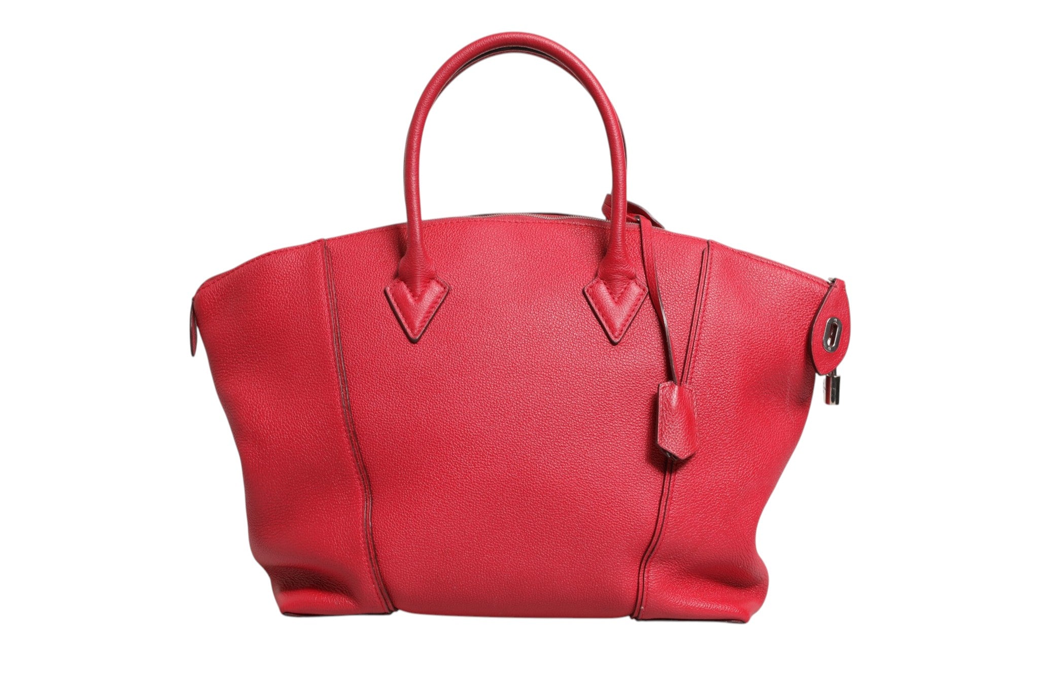 Discover the Louis Vuitton Griotte Taurillon Leather Soft Lockit MM Crossbody Bag, a masterpiece of exquisite craftsmanship and vibrant elegance, perfect for the discerning connoisseur.
